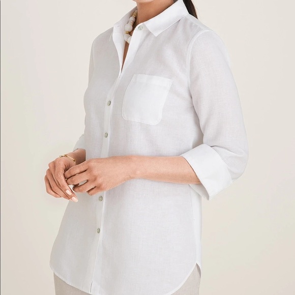 Nygårds Anna crisp white linen half button tunic shirt S - Picture 1 of 10